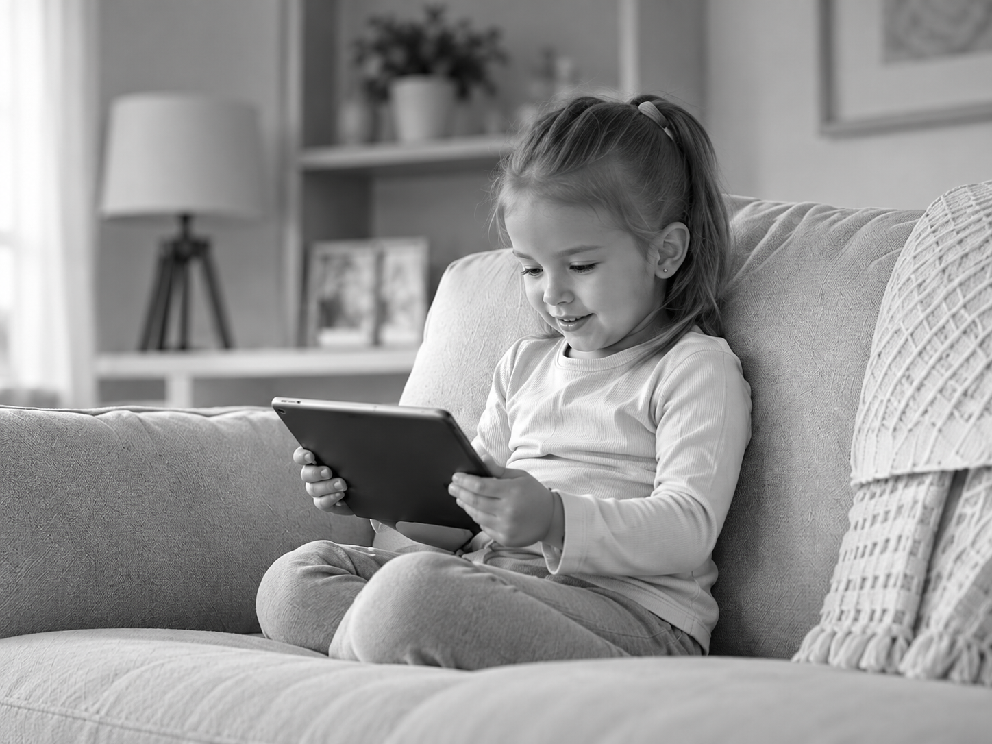 Child looking at a tablet screen