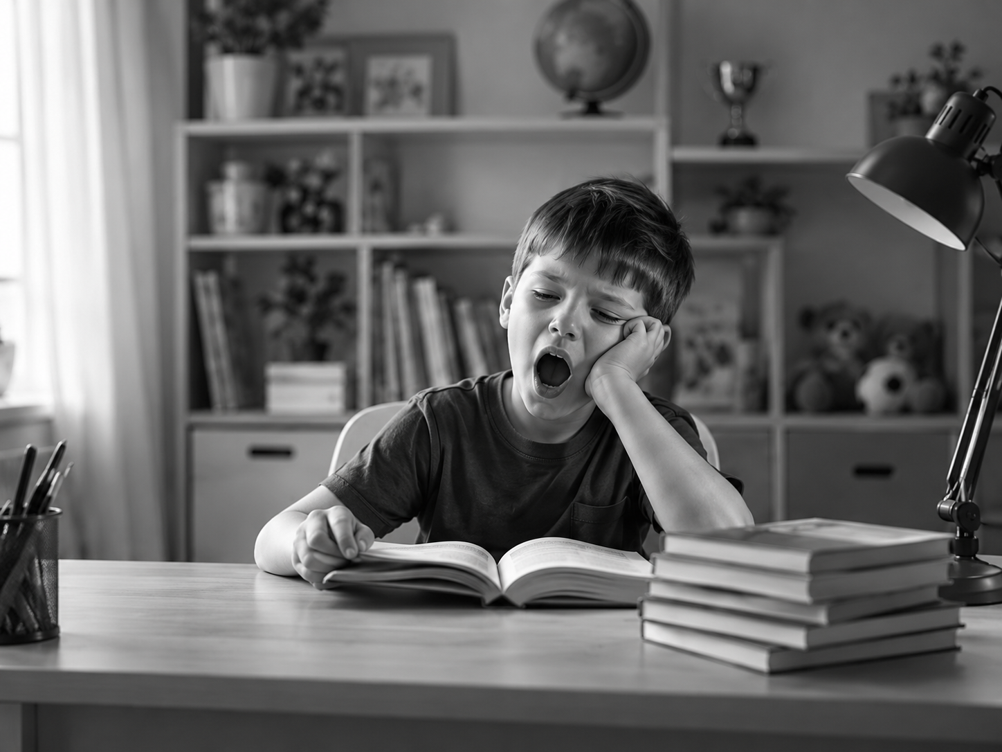 Child bored while reading